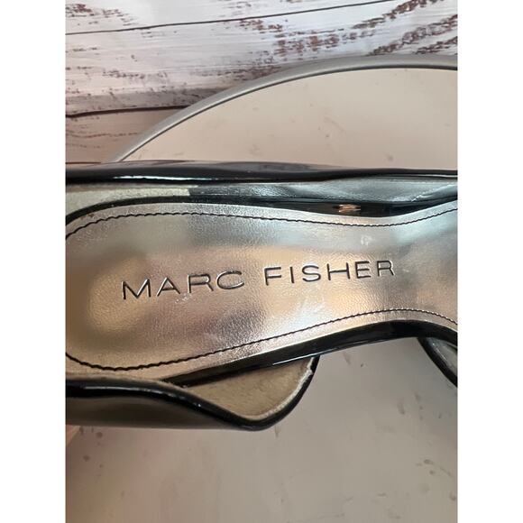 Marc Fisher Black and White Peep Toe Platform Heels Size 7 1/2 - Picture 9 of 12